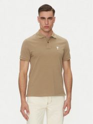 AMI Paris Polo HPL060.760 Khaki Regular Fit. Brązowe koszulki polo męskie AMI PARIS, m, bez wzorów, z bawełny, bez kołnierzyka, bez ramiączek. Za 759.99 zł.