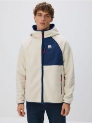 Polarowa bluza z kapturem - złamana biel. Bluzy z kapturem męskie Reserved, l, bez wzorów, z dzianiny, z kapturem. Za 159.99 zł.