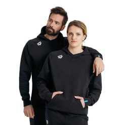 Bluza Arena Team Hooded Sweat Panel z kapturem. Czarne bluzy nierozpinane męskie ARENA, s, bez wzorów, z bawełny, eleganckie, bez ramiączek, z kapturem. Za 299.99 zł.