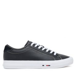Tenisówki Tommy Hilfiger. Czarne trampki męskie Tommy Hilfiger, bez wzorów, street, bez zapięcia. Za 339.99 zł.
