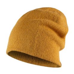 Czapka z bawełną Knitted Jarn. Żółte czapki męskie Buff, bez wzorów, z bawełny, sportowe. Za 100.99 zł.