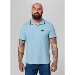 Koszulka Polo bawełniana klasyczna dla dorosłych Pique Stripes Regular. Niebieskie koszulki polo męskie PITBULL, m, bez wzorów, z bawełny, klasyczne, bez kołnierzyka, bez ramiączek. Za 139.00 zł.