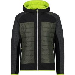 Kurtka polarowa z kapturem hybrydowa CMP. Czarne kurtki męskie CMP, bez wzorów, z polaru, sportowe, bez ramiączek, z kapturem. Za 547.85 zł.