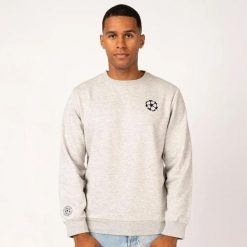 Champions League lifestyle bluza. Szare bluzy nierozpinane męskie CHAMPIONS LEAGUE, bez wzorów, z bawełny, sportowe, bez ramiączek, bez kaptura. Za 199.99 zł.