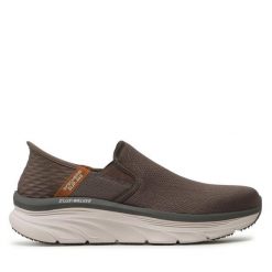 Półbuty Skechers. Brązowe codzienne półbuty męskie Skechers, bez wzorów, bez obcasa, bez zapięcia. Za 359.99 zł.