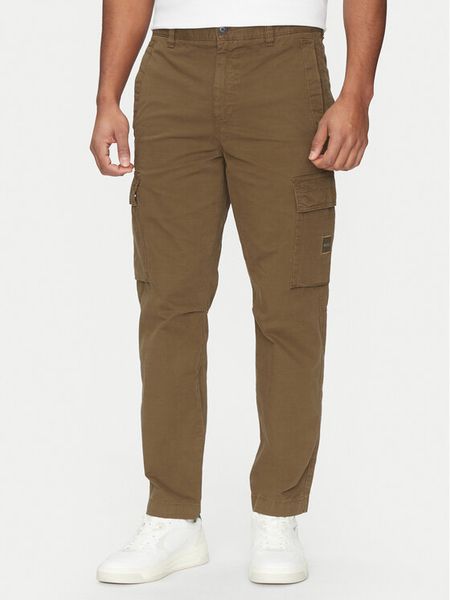 BOSS Spodnie materiałowe Sisla-8 50530599 Khaki Regular Fit. Brązowe spodnie na co dzień męskie Boss, bez wzorów, z bawełny. Za 319.99 zł.