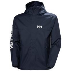 Kurtka wodoodporna z kapturem Helly Hansen Ervik. Niebieskie kurtki męskie Helly Hansen, m, bez wzorów, bez ramiączek, z kapturem. Za 546.50 zł.