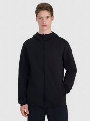 4F Bluza dresowa rozpinana z kapturem męska - czarna S. Czarne bluzy rozpinane męskie 4f, m, bez wzorów, z dresówki, eleganckie, bez ramiączek, z kapturem. W wyprzedaży za 129.99 zł.