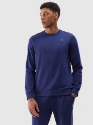 4F Bluza dresowa nierozpinana bez kaptura męska - granatowa XL. Niebieskie bluzy nierozpinane męskie 4f, l, bez wzorów, z bawełny, klasyczne, bez ramiączek, bez kaptura. W wyprzedaży za 99.99 zł.