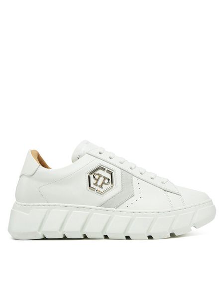 PHILIPP PLEIN Sneakersy SAES USC0698 PLE075 Biały. Białe buty sportowe na co dzień męskie Philipp Plein, m, bez wzorów, ze skóry, bez ramiączek, bez kaptura. Za 1,699.00 zł.