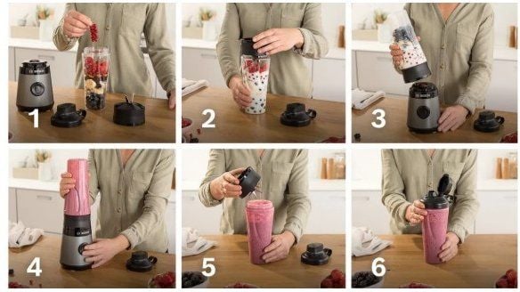 Blender Bosch Mini blender z butelką ToGo MMB2111S. Blendery Bosch. Za 217.72 zł.