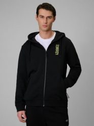 4F Bluza dresowa regular z kapturem męska - czarna S. Czarne bluzy rozpinane męskie 4f, m, bez wzorów, z bawełny, z kapturem. Za 229.99 zł.