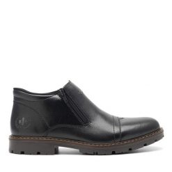 Botki Rieker. Czarne sztyblety męskie Rieker, bez obcasa, bez zapięcia. Za 419.99 zł.