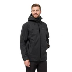 Kurtka turystyczna męska Jack Wolfskin Cyrox 3L JKT. Czarne kurtki męskie Jack Wolfskin, l, bez wzorów, z poliamidu, bez ramiączek, z kapturem. Za 1,452.64 zł.