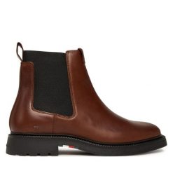 Sztyblety Tommy Hilfiger. Brązowe sztyblety męskie Tommy Hilfiger, bez obcasa, bez zapięcia. Za 559.99 zł.