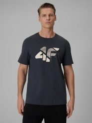 4F T-shirt regular z nadrukiem męski - szary XL. Szare t-shirty męskie 4f, m, bez wzorów, z bawełny, bez kołnierzyka, bez ramiączek. Za 59.99 zł.