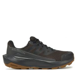 Trekkingi Salomon. Czarne buty trekkingowe męskie Salomon, bez wzorów, sportowe, bez obcasa, bez zapięcia. Za 449.99 zł.