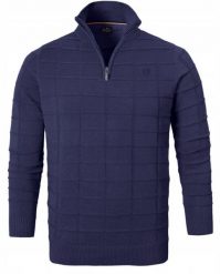 Elegancki Sweter Męski (Zamek) - Pako Jeans - Wysoki Dekolt, Granatowy. Niebieskie kardigany męskie Pako Jeans, l, bez wzorów, z bawełny, bez ramiączek. Za 195.00 zł.
