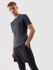 4F Spodenki treningowe z materiału z recyklingu męskie - czarne S. Czarne szorty sportowe męskie 4f, bez wzorów, z dzianiny, sportowe. W wyprzedaży za 49.99 zł.