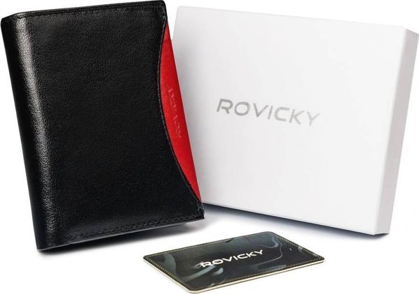 Rovicky Portfel męski z naturalnej skóry licowej z przegródką na zdjęcie Rovicky Nie dotyczy. Portfele męskie ROVICKY, bez wzorów, ze skóry. Za 118.26 zł.