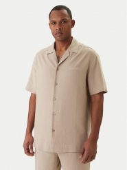 Emporio Armani Koszula EM000593 AF20590 U6213 Beżowy Regular Fit. Brązowe koszule męskie Emporio Armani, m, bez wzorów, ze lnu, bez kołnierzyka, bez ramiączek. Za 579.99 zł.