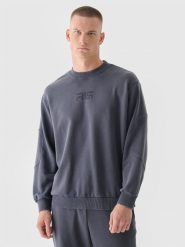 4F Bluza dresowa oversize bez kaptura męska 4F x Robert Lewandowski - szara L. Szare bluzy nierozpinane męskie 4f, l, bez wzorów, z bawełny, klasyczne, bez ramiączek, bez kaptura. W wyprzedaży za 119.99 zł.