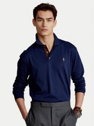 Polo Ralph Lauren Polo 710671785001 Granatowy Slim Fit. Niebieskie koszulki polo męskie Polo Ralph Lauren, m, bez wzorów, z bawełny, bez kołnierzyka, bez ramiączek. Za 499.99 zł.