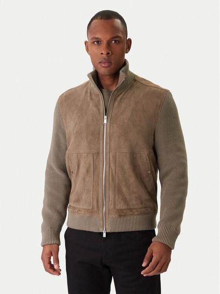 BOSS Kurtka skórzana H-Maparo 50547673 Beżowy Regular Fit. Brązowe kurtki męskie Boss, m, bez wzorów, ze skóry, bez ramiączek, bez kaptura. Za 3,089.00 zł.