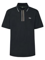 BOSS Polo Philix 50544450 Czarny Slim Fit. Czarne koszulki polo męskie Boss, m, bez wzorów, z bawełny, bez kołnierzyka, bez ramiączek. Za 419.99 zł.