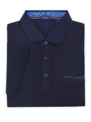 Granatowa elastyczna męska koszulka polo Tris Line - KP31. Brązowe koszulki polo męskie m, bez wzorów, z bawełny, casualowe, bez kołnierzyka, bez ramiączek. W wyprzedaży za 148.50 zł.