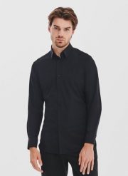 PAKO LORENTE – Czarna dzianinowa koszula męska. Czarne koszule męskie Pako Lorente, l, bez wzorów, z dzianiny, bez kołnierzyka, bez ramiączek. Za 299.99 zł.