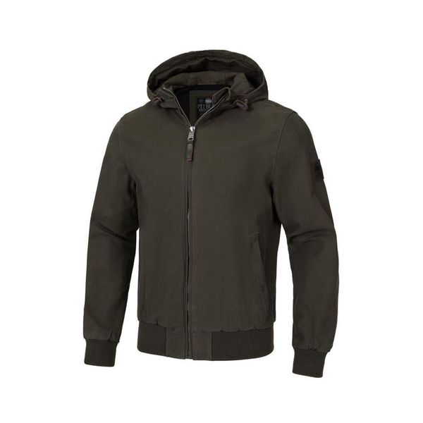 Kurtka przejściowa męska Pitbull z kapturem Crimson. Zielone kurtki męskie PITBULL, m, bez wzorów, bez ramiączek, z kapturem. Za 299.00 zł.