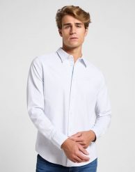 MESKA KOSZULA LEE PATCH SHIRT SHY BLUE BRIGHT WHITE 112363910. Białe koszule męskie Lee, s, bez wzorów, bez kołnierzyka, bez ramiączek. Za 169.99 zł.
