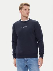 Tommy Hilfiger Bluza Small Logo MW0MW37471 Granatowy Regular Fit. Niebieskie bluzy nierozpinane męskie Tommy Hilfiger, l, bez wzorów, z bawełny, bez ramiączek, bez kaptura. Za 359.99 zł.
