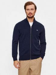 Gant Kardigan Casual Cotton Zip 8030164 Granatowy Regular Fit. Niebieskie kardigany męskie Gant, m, bez wzorów, z bawełny, bez ramiączek. Za 449.99 zł.