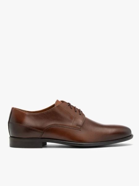 Klasyczne wizytowe półbuty męskie. Brązowe eleganckie półbuty męskie Ryłko, ze skóry, bez obcasa, bez zapięcia. Za 429.99 zł.