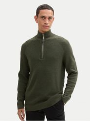 Tom Tailor Sweter 1042454 Zielony Regular Fit. Zielone kardigany męskie Tom Tailor, bez wzorów, z bawełny, bez kołnierzyka, bez ramiączek. Za 149.99 zł.