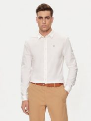 Tommy Jeans Koszula DM0DM04405 Biały Slim Fit. Białe koszule męskie Tommy Jeans, m, bez wzorów, z bawełny, bez kołnierzyka, bez ramiączek. Za 219.99 zł.