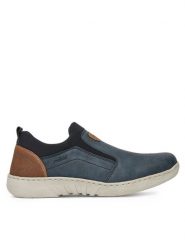Rieker Półbuty 03555-14 Granatowy. Niebieskie codzienne półbuty męskie Rieker, bez wzorów, ze skóry, bez obcasa, bez zapięcia. Za 209.99 zł.