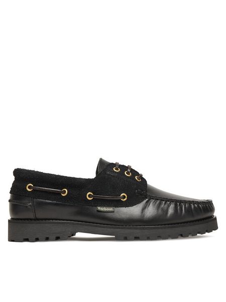 Barbour Mokasyny Deck Boat MFO0795BK51 Czarny. Czarne mokasyny męskie Barbour, ze skóry, bez zapięcia. Za 709.99 zł.