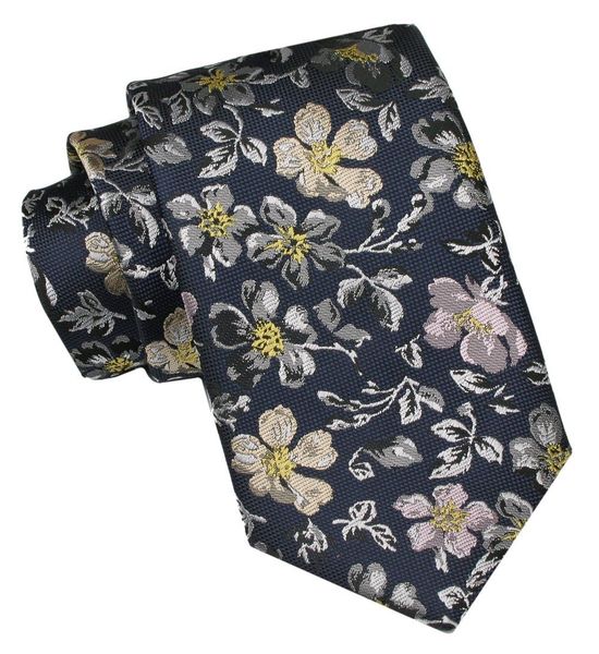 Krawat Męski, Klasyczny - ALTIES - Wzór Kwiatowy. Krawaty i muchy męskie Alties, bez wzorów, z tkaniny, eleganckie. Za 49.00 zł.