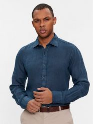 Paul&Shark Koszula 24413322 Granatowy Slim Fit. Niebieskie koszule męskie PAUL&SHARK, m, bez wzorów, ze lnu, bez kołnierzyka, bez ramiączek. Za 1,169.00 zł.