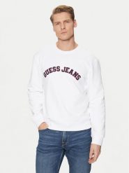 Guess Jeans Bluza M5RQ41 KCPR1 Biały Regular Fit. Białe bluzy nierozpinane męskie Guess Jeans, l, z aplikacjami, z bawełny, bez ramiączek, bez kaptura. Za 219.99 zł.