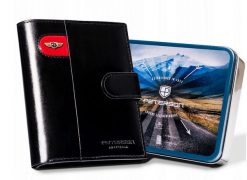 Portfel skórzany Peterson [D] PTN 22310L-VT-E czarny. Czarne portfele męskie Peterson, bez wzorów, ze skóry. Za 111.99 zł.