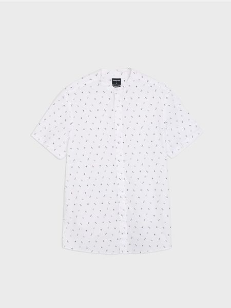 Koszula regular fit ze stójką - biały. Białe koszule męskie Sinsay, l, bez wzorów, bez kołnierzyka, bez ramiączek. Za 39.99 zł.