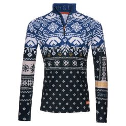 Bluza narciarska Męska Gareth & Lucas Seventy-Nine. Niebieskie bluzy z polaru męskie GARETH & LUCAS, m, bez wzorów, z elastanu, sportowe, bez ramiączek, bez kaptura. Za 229.99 zł.