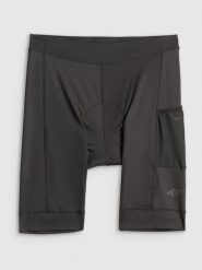 4F Spodenki kolarskie z żelową wkładką męskie - czarne L. Czarne szorty męskie 4f, bez wzorów, z materiału. Za 249.99 zł.
