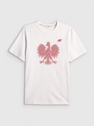 4F Koszulka kibica męska - biała S. Białe t-shirty sportowe męskie 4f, m, bez wzorów, z bawełny, sportowe, bez ramiączek. Za 79.99 zł.