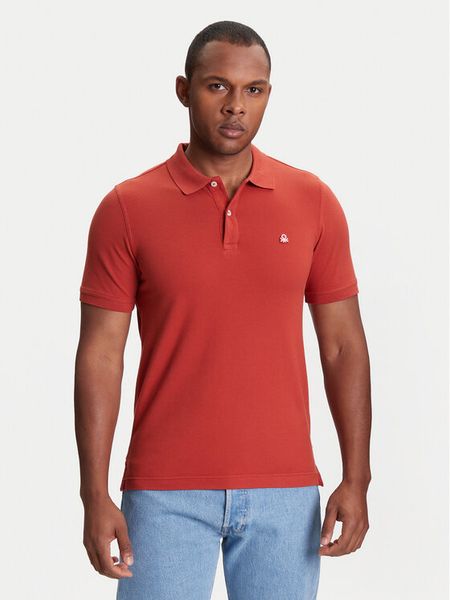 United Colors Of Benetton Polo 3WG9U301Z Czerwony Slim Fit. Czerwone koszulki polo męskie United Colors Of Benetton, m, bez wzorów, z bawełny, bez kołnierzyka, bez ramiączek. Za 109.99 zł.