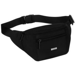 Miejska saszetka męska w czarnym kolorze z kieszenią zewnętrzną na suwak - Peterson. Czarne saszetki męskie Peterson, bez wzorów. Za 69.99 zł.
